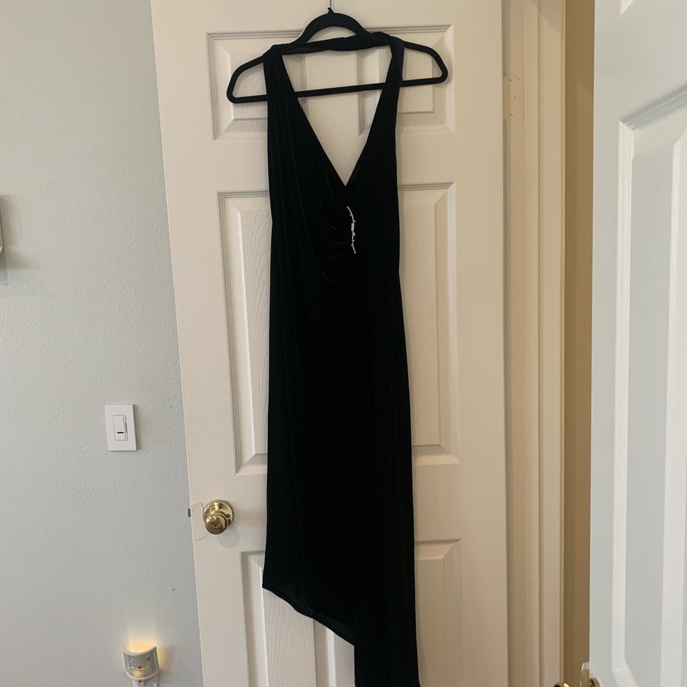Vintage black velvet halter dress size 12 Large